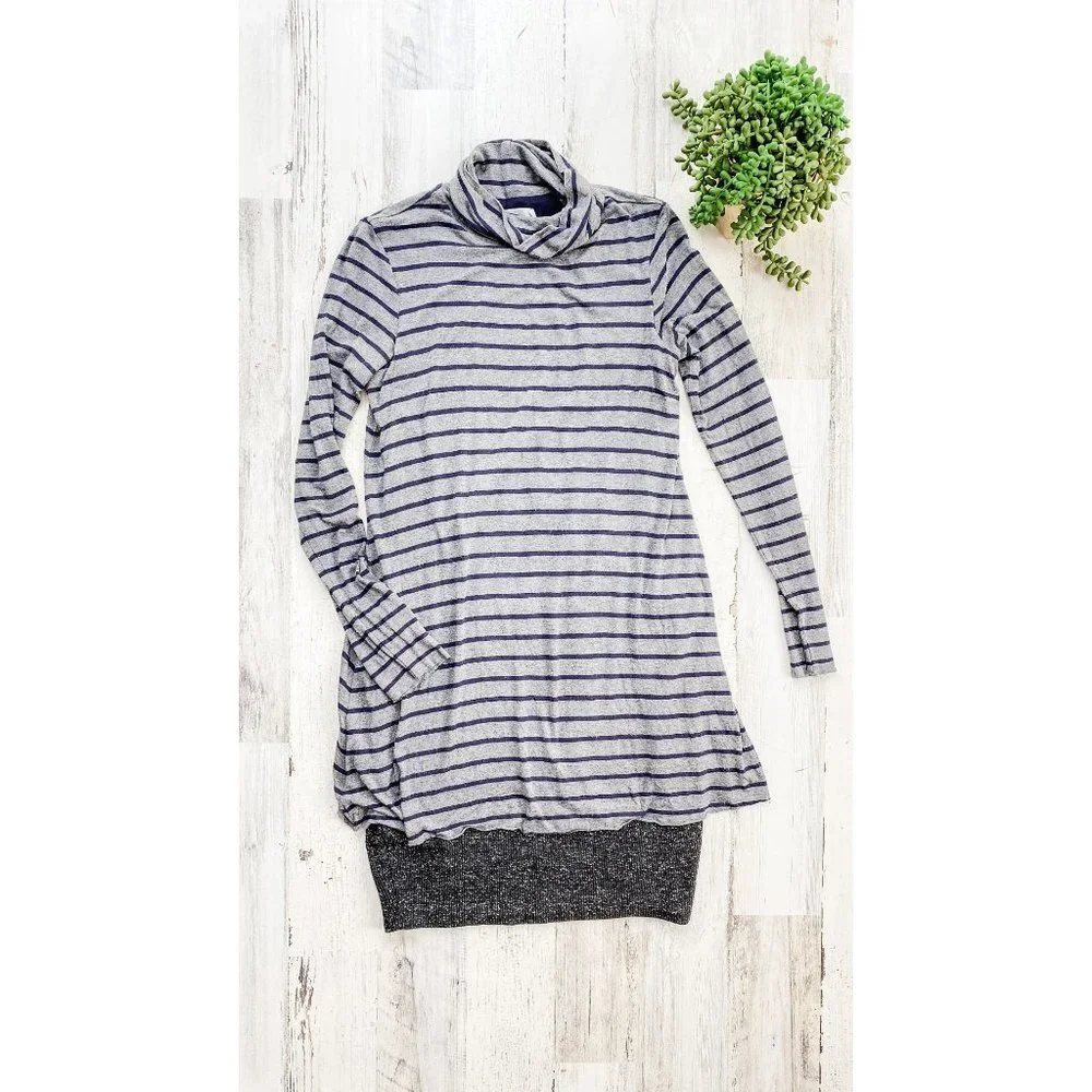 Anthropologie Bailey 44 Navy & Gray Striped Turtleneck Layered Dress - Picture 3 of 8